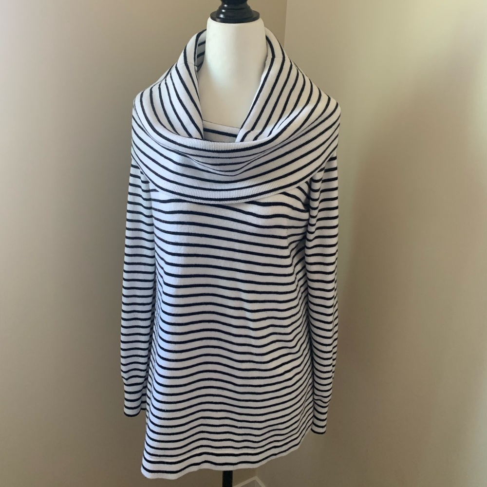 French Connection Stripe Cowl Neck Stripe Tunic